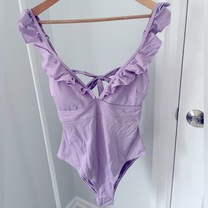 NWT - Cupshe Mariah Ruffle Trim swimsuit - purple - XL
